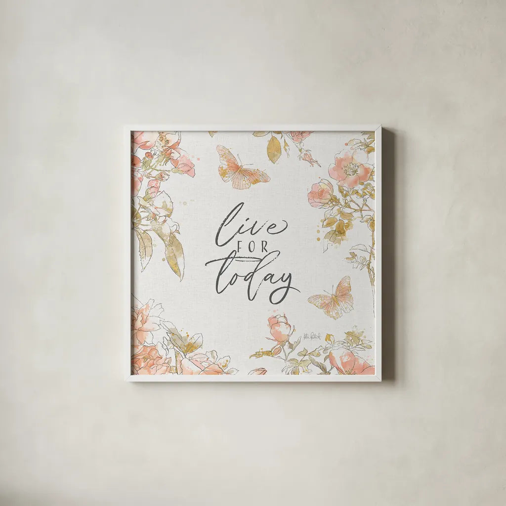 Watery Blooms IX by Katie Pertiet. Shown in a crisp white glass frame for a clean and minimalist style. Available as an archival giclee rolled canvas, fine art paper, or poster print. SKU 33456a.