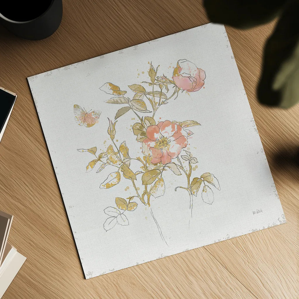 Watery Blooms V by Katie Pertiet. Shown as a detailed flat fine art print, highlighting archival giclee quality. Available as an archival giclee rolled canvas, fine art paper, or poster print. SKU 33452a.