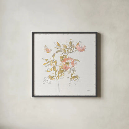 Watery Blooms V by Katie Pertiet. Shown in a sleek black glass frame for a contemporary gallery look. Available as an archival giclee rolled canvas, fine art paper, or poster print. SKU 33452a.