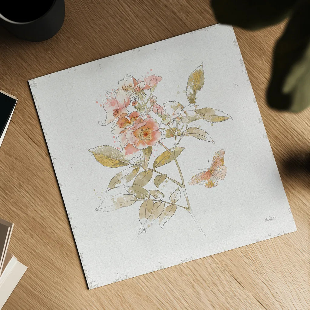 Watery Blooms VI by Katie Pertiet. Shown as a detailed flat fine art print, highlighting archival giclee quality. Available as an archival giclee rolled canvas, fine art paper, or poster print. SKU 33453a.