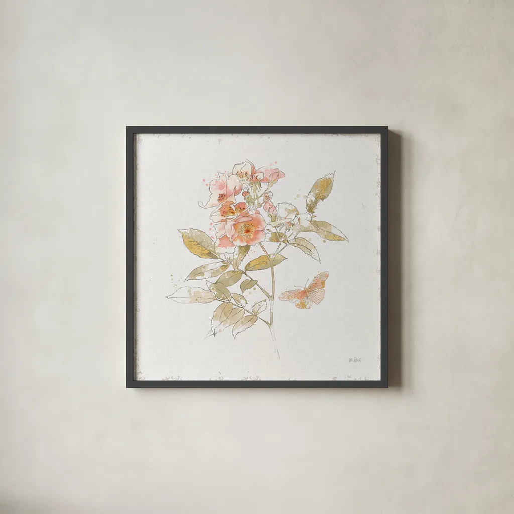 Watery Blooms VI by Katie Pertiet. Shown in a sleek black glass frame for a contemporary gallery look. Available as an archival giclee rolled canvas, fine art paper, or poster print. SKU 33453a.