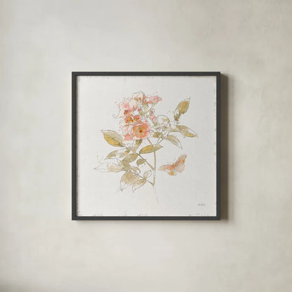 Watery Blooms VI by Katie Pertiet. Shown in a sleek black glass frame for a contemporary gallery look. Available as an archival giclee rolled canvas, fine art paper, or poster print. SKU 33453a.