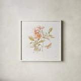 Watery Blooms VI by Katie Pertiet. Shown in a crisp white glass frame for a clean and minimalist style. Available as an archival giclee rolled canvas, fine art paper, or poster print. SKU 33453a.