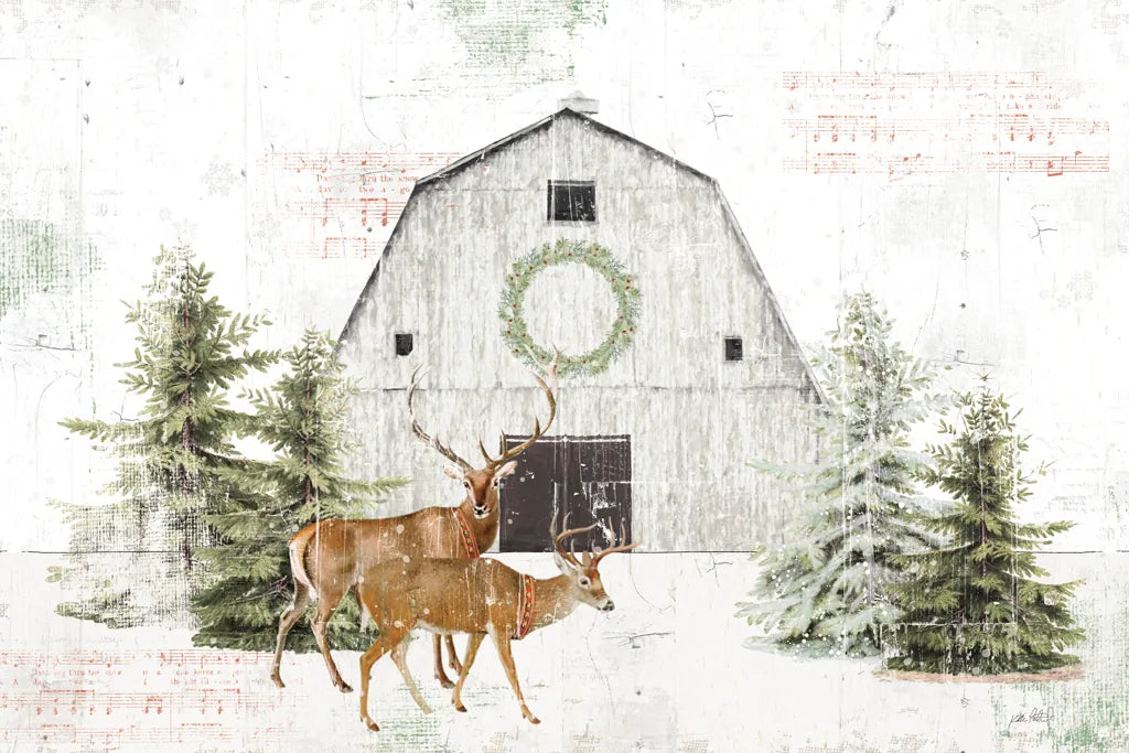 Wooded Holiday I - Festive Reindeer by Katie Pertiet. SKU 58401i. Archival Giclee Fine art print for wall decor.