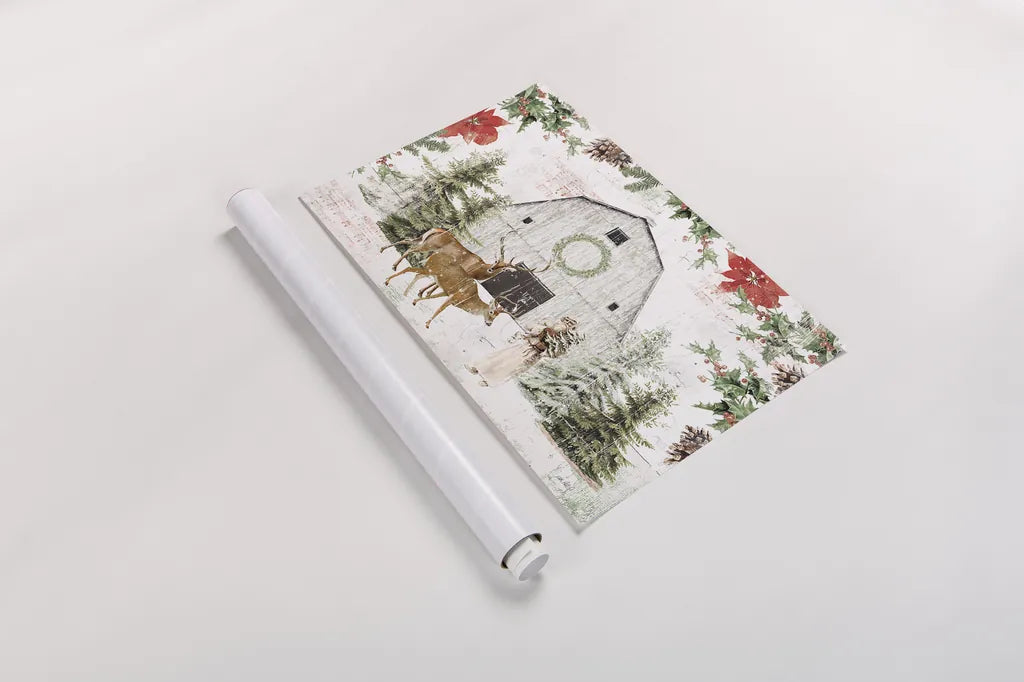 Wooded Holiday I by Katie Pertiet. shown as a rolled paper print. Available as archival giclee rolled canvas, fine art paper, or poster print. SKU 52255i.