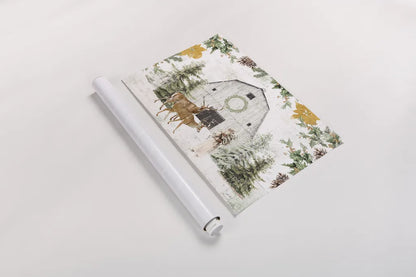 Wooded Holiday I Gold by Katie Pertiet. shown as a rolled paper print. Available as archival giclee rolled canvas, fine art paper, or poster print. SKU 57733i.