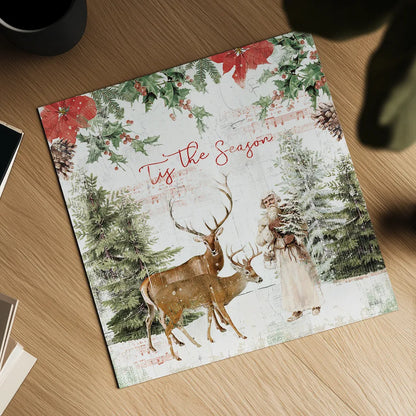 Wooded Holiday II by Katie Pertiet. Shown as a detailed flat fine art print, highlighting archival giclee quality. Available as an archival giclee rolled canvas, fine art paper, or poster print. SKU 52256a.