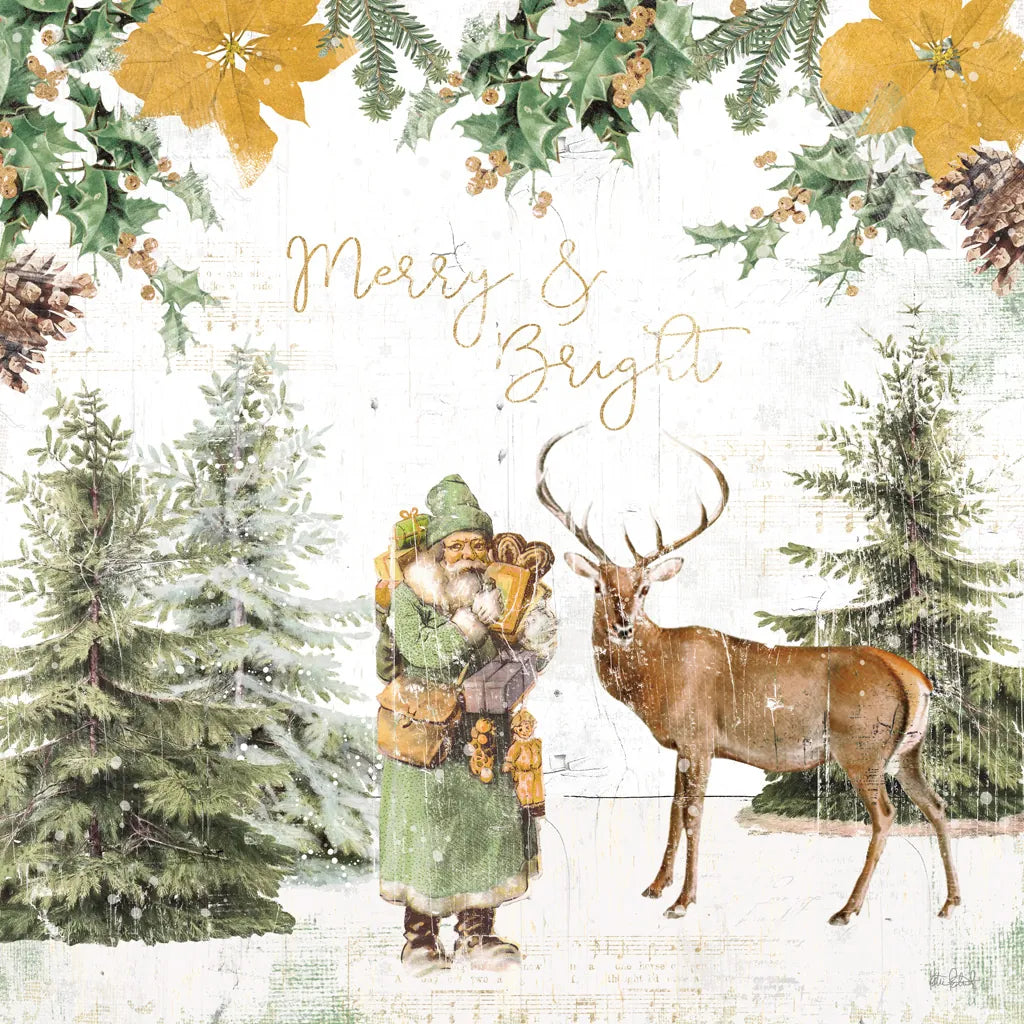 Wooded Holiday III Gold by Katie Pertiet. SKU 57735a. Archival Giclee Fine art print for wall decor.