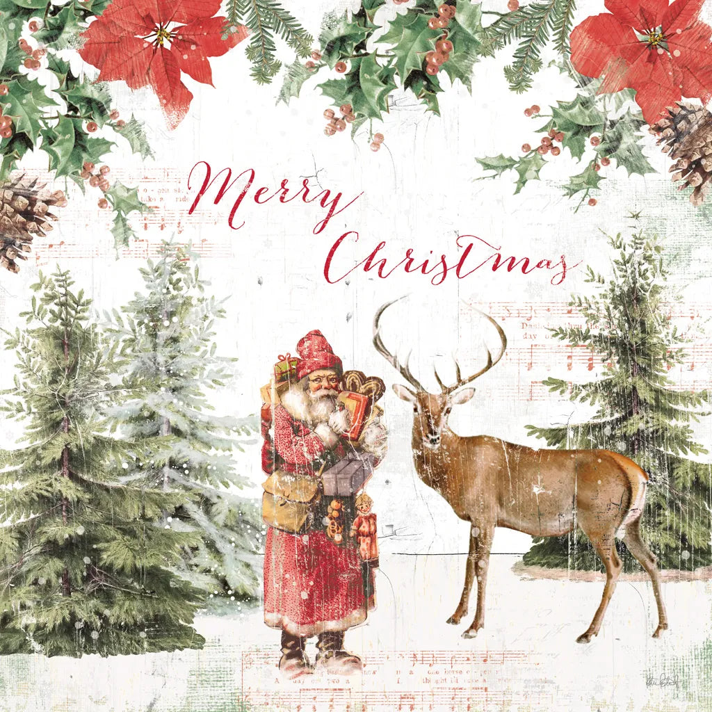 Wooded Holiday III Merry Christmas by Katie Pertiet. SKU 58378a. Archival Giclee Fine art print for wall decor.