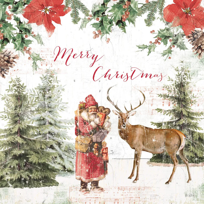 Wooded Holiday III Merry Christmas by Katie Pertiet. SKU 58378a. Archival Giclee Fine art print for wall decor.