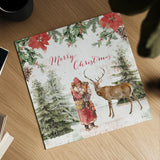 Wooded Holiday III Merry Christmas by Katie Pertiet. Shown as a detailed flat fine art print, highlighting archival giclee quality. Available as an archival giclee rolled canvas, fine art paper, or poster print. SKU 58378a.