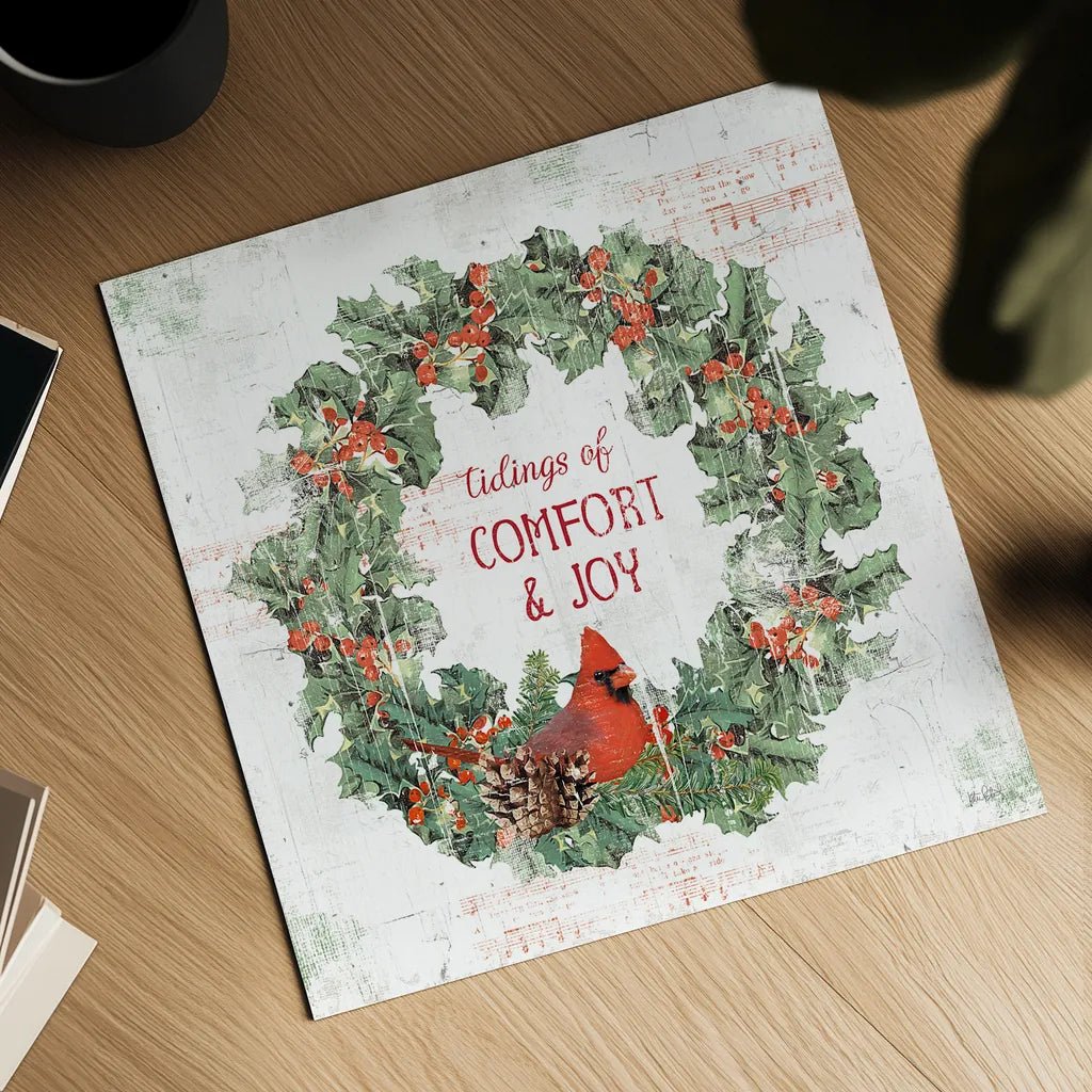 Wooded Holiday IV by Katie Pertiet. Shown as a detailed flat fine art print, highlighting archival giclee quality. Available as an archival giclee rolled canvas, fine art paper, or poster print. SKU 52258a.