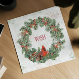 Wooded Holiday IV Wish by Katie Pertiet. Shown as a detailed flat fine art print, highlighting archival giclee quality. Available as an archival giclee rolled canvas, fine art paper, or poster print. SKU 59014a.
