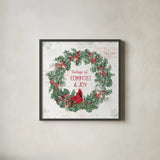 Wooded Holiday IV v2 by Katie Pertiet. Shown in a sleek black glass frame for a contemporary gallery look. Available as an archival giclee rolled canvas, fine art paper, or poster print. SKU 58379a.