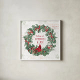 Wooded Holiday IV v2 by Katie Pertiet. Shown in a crisp white glass frame for a clean and minimalist style. Available as an archival giclee rolled canvas, fine art paper, or poster print. SKU 58379a.