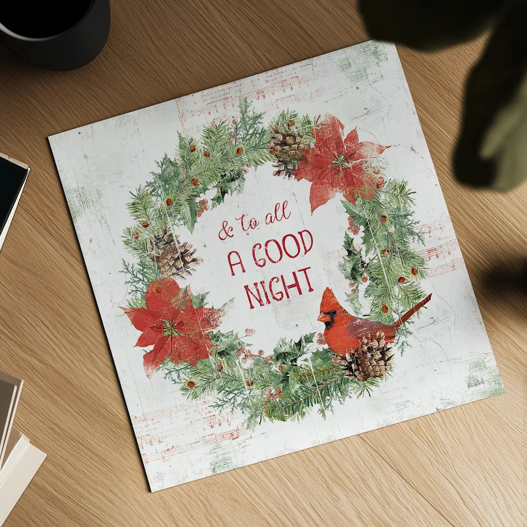 Wooded Holiday V by Katie Pertiet. Shown as a detailed flat fine art print, highlighting archival giclee quality. Available as an archival giclee rolled canvas, fine art paper, or poster print. SKU 52259a.