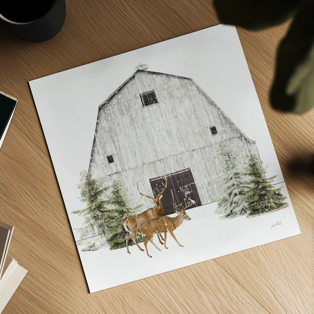 Wooded Holiday VI by Katie Pertiet. Shown as a detailed flat fine art print, highlighting archival giclee quality. Available as an archival giclee rolled canvas, fine art paper, or poster print. SKU 52864a.