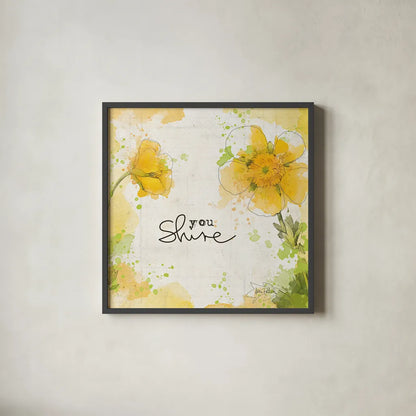 You Shine I by Katie Pertiet. Shown in a sleek black glass frame for a contemporary gallery look. Available as an archival giclee rolled canvas, fine art paper, or poster print. SKU 28809a.