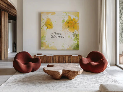 You Shine I by Katie Pertiet. Shown as extra-large giant wall art in a modern living room. Available as an archival giclee rolled canvas, fine art paper, or poster print. SKU 28809a.