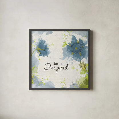 You Shine I Blue Be Inspired by Katie Pertiet. Shown in a sleek black glass frame for a contemporary gallery look. Available as an archival giclee rolled canvas, fine art paper, or poster print. SKU 30397a.