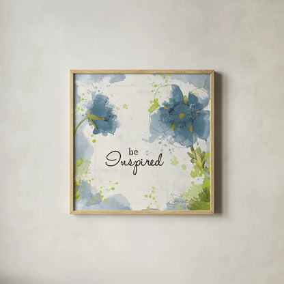 You Shine I Blue Be Inspired by Katie Pertiet. Shown in a natural wood glass frame for a timeless modern aesthetic. Available as an archival giclee rolled canvas, fine art paper, or poster print. SKU 30397a.