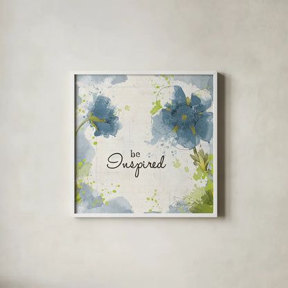 You Shine I Blue Be Inspired by Katie Pertiet. Shown in a crisp white glass frame for a clean and minimalist style. Available as an archival giclee rolled canvas, fine art paper, or poster print. SKU 30397a.