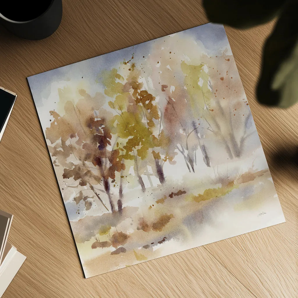 Autumn Grove by Katrina Pete. Shown as a detailed flat fine art print, highlighting archival giclee quality. Available as an archival giclee rolled canvas, fine art paper, or poster print. SKU 82651a.