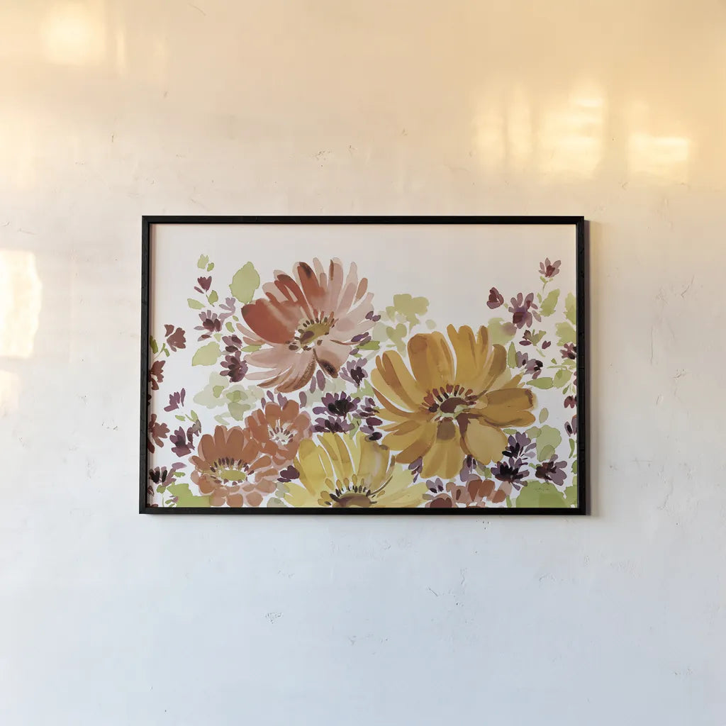 Autumn Joy I by Katrina Pete. shown as a paper print in a black flame. Available as a archival giclee rolled canvas, fine art paper, or poster print. SKU 91181i.