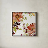 Autumn Joy III by Katrina Pete. Shown in a sleek black glass frame for a contemporary gallery look. Available as an archival giclee rolled canvas, fine art paper, or poster print. SKU 91183a.