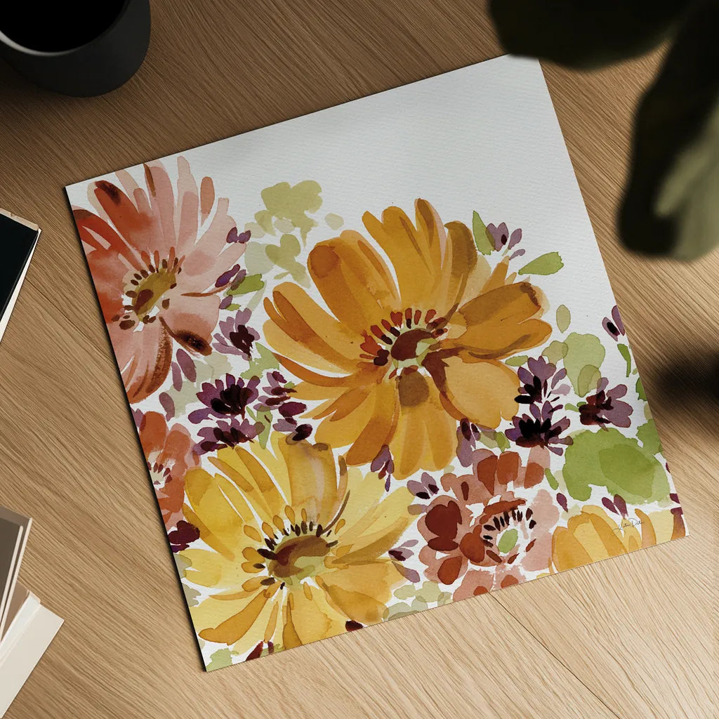 Autumn Joy IV by Katrina Pete. Shown as a detailed flat fine art print, highlighting archival giclee quality. Available as an archival giclee rolled canvas, fine art paper, or poster print. SKU 91184a.