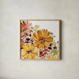 Autumn Joy IV by Katrina Pete. Shown in a natural wood glass frame for a timeless modern aesthetic. Available as an archival giclee rolled canvas, fine art paper, or poster print. SKU 91184a.