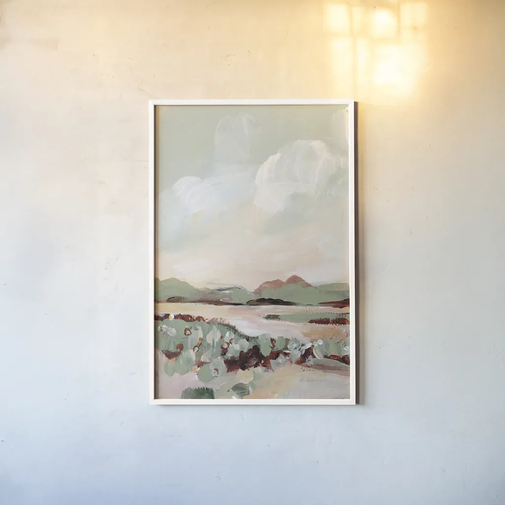 Autumn Meadow by Katrina Pete. shown as a paper print in a white frame. Available as a archival giclee rolled canvas, fine art paper, or poster print. SKU 82652h.