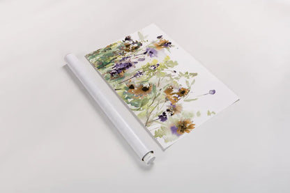 Autumn Meadow Flowers by Katrina Pete. shown as a rolled paper print. Available as archival giclee rolled canvas, fine art paper, or poster print. SKU 87981i.