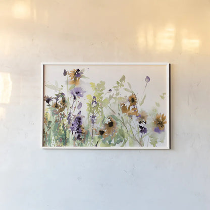 Autumn Meadow Flowers by Katrina Pete. shown as a paper print in a white frame. Available as a archival giclee rolled canvas, fine art paper, or poster print. SKU 87981i.