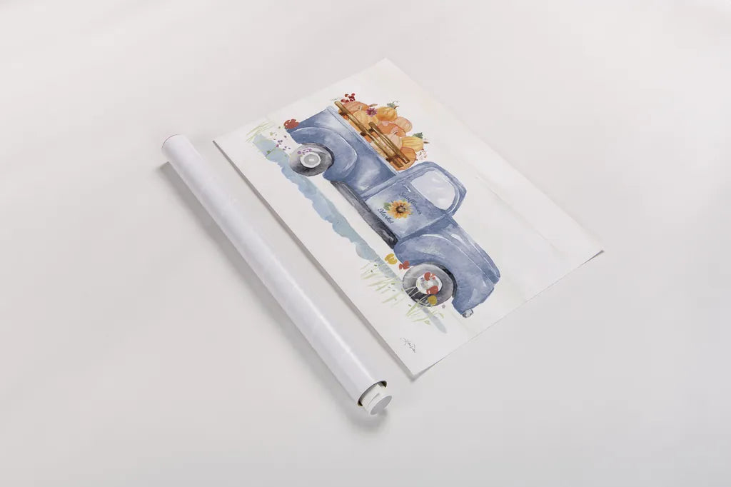 Autumn Ramble I Navy by Katrina Pete. shown as a rolled paper print. Available as archival giclee rolled canvas, fine art paper, or poster print. SKU 80422i.