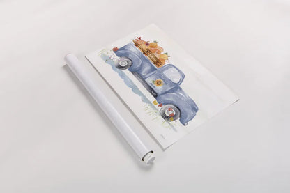 Autumn Ramble I Navy by Katrina Pete. shown as a rolled paper print. Available as archival giclee rolled canvas, fine art paper, or poster print. SKU 80422i.