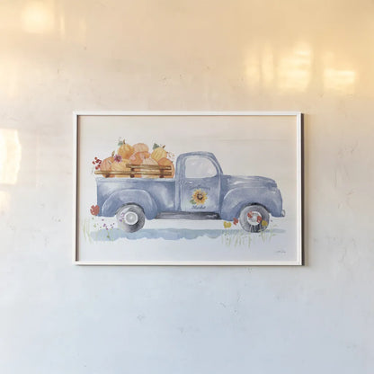 Autumn Ramble I Navy by Katrina Pete. shown as a paper print in a white frame. Available as a archival giclee rolled canvas, fine art paper, or poster print. SKU 80422i.