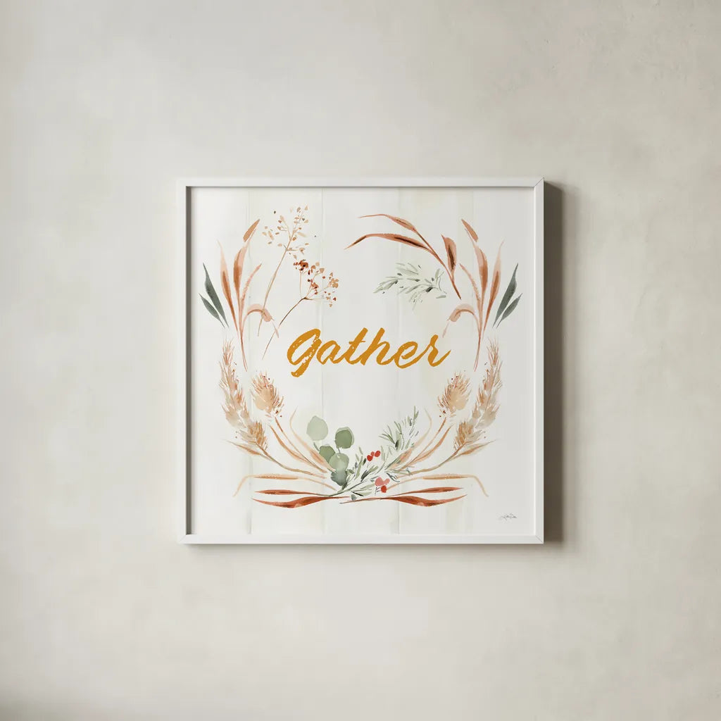 Autumn Ramble V by Katrina Pete. Shown in a crisp white glass frame for a clean and minimalist style. Available as an archival giclee rolled canvas, fine art paper, or poster print. SKU 78916a.