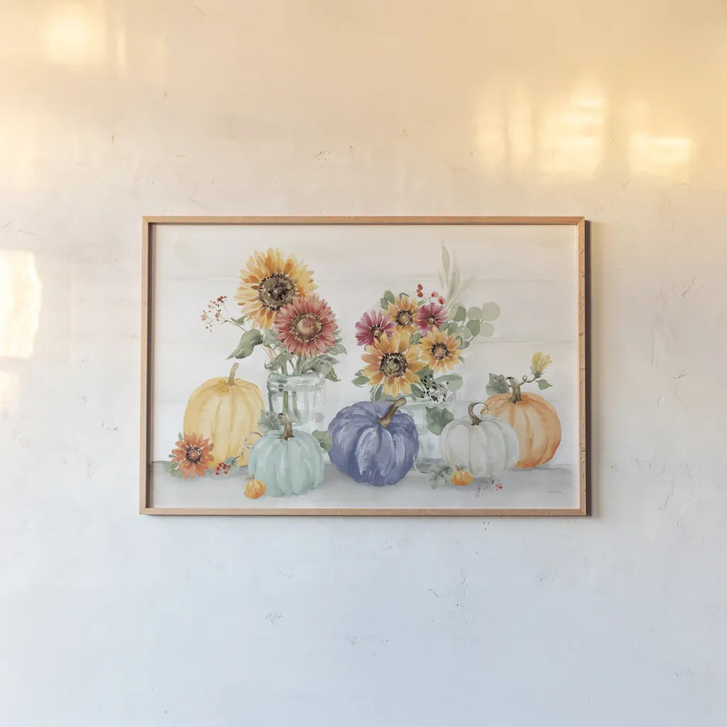 Autumn Ramble VI Navy by Katrina Pete. shown as a paper print in a natural frame. Available as a archival giclee rolled canvas, fine art paper, or poster print. SKU 80421i.