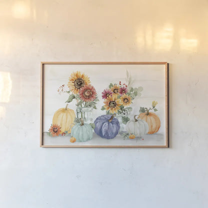 Autumn Ramble VI Navy by Katrina Pete. shown as a paper print in a natural frame. Available as a archival giclee rolled canvas, fine art paper, or poster print. SKU 80421i.