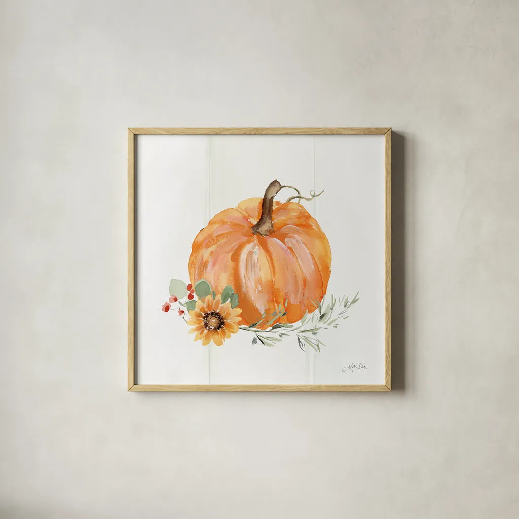Autumn Ramble VII by Katrina Pete. Shown in a natural wood glass frame for a timeless modern aesthetic. Available as an archival giclee rolled canvas, fine art paper, or poster print. SKU 78918a.