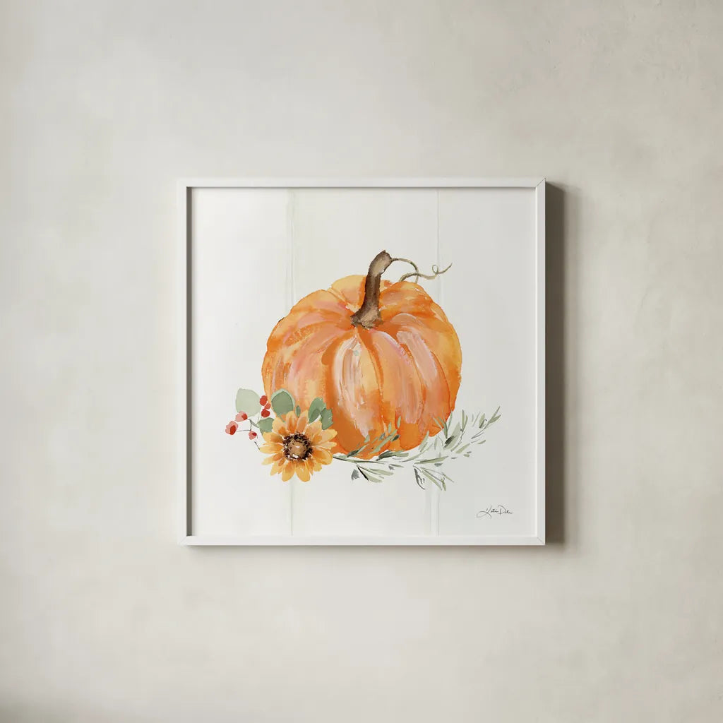 Autumn Ramble VII by Katrina Pete. Shown in a crisp white glass frame for a clean and minimalist style. Available as an archival giclee rolled canvas, fine art paper, or poster print. SKU 78918a.