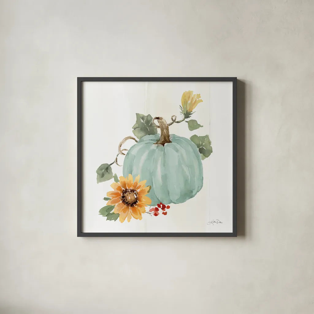 Autumn Ramble VIII by Katrina Pete. Shown in a sleek black glass frame for a contemporary gallery look. Available as an archival giclee rolled canvas, fine art paper, or poster print. SKU 78919a.