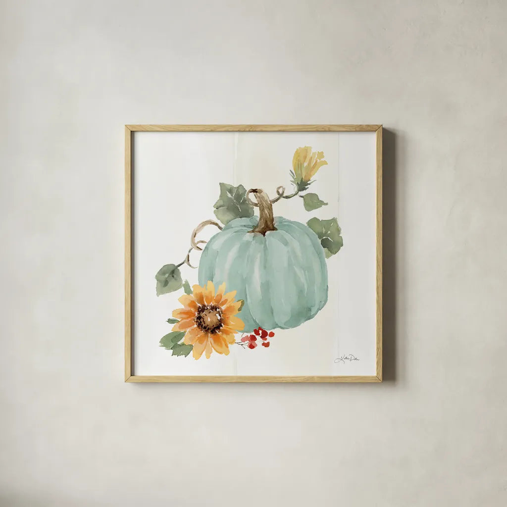 Autumn Ramble VIII by Katrina Pete. Shown in a natural wood glass frame for a timeless modern aesthetic. Available as an archival giclee rolled canvas, fine art paper, or poster print. SKU 78919a.