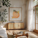 Autumn Ramble X by Katrina Pete. Shown in a natural wood frame in a cozy modern living room. Available as an archival giclee rolled canvas, fine art paper, or poster print. SKU 78921a.