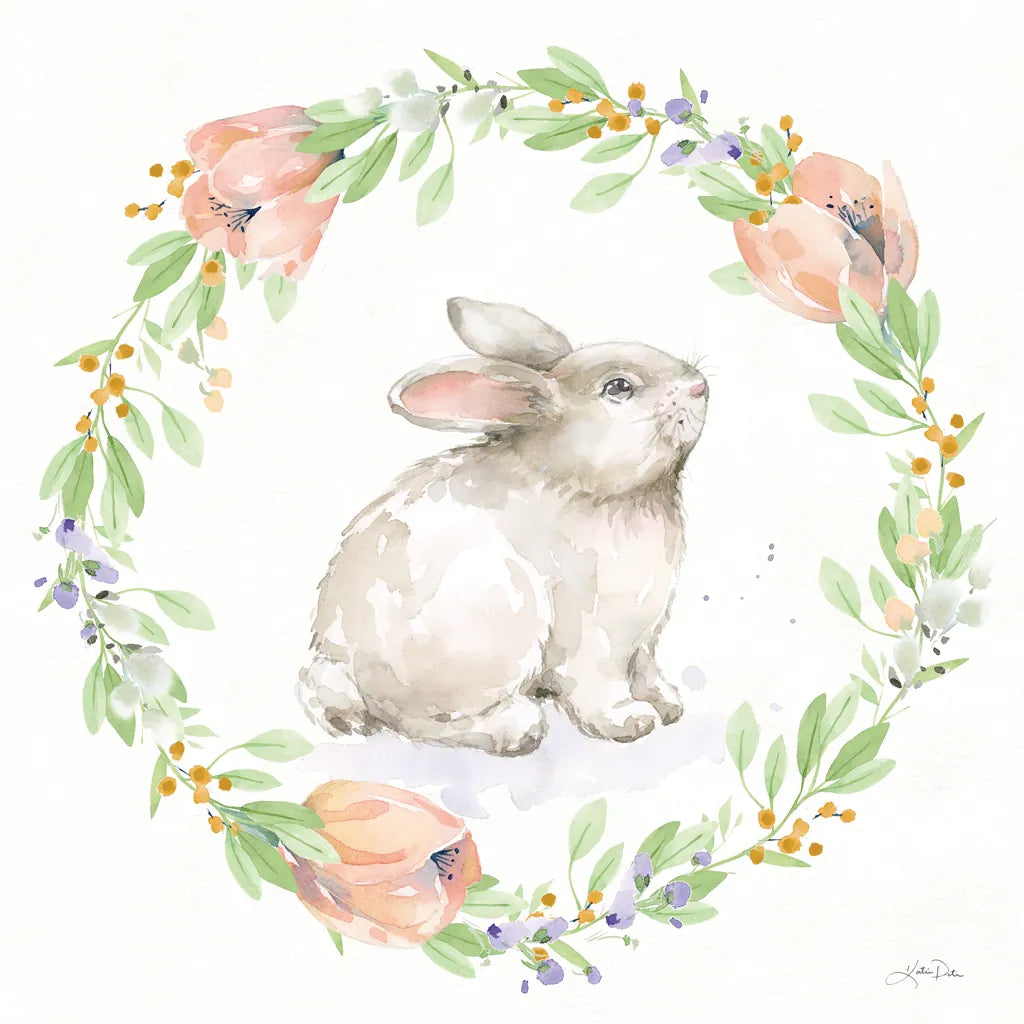 Blooming Bunnies I by Katrina Pete. SKU 84605a. Archival Giclee Fine art print for wall decor.