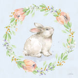 Blooming Bunnies I Blue by Katrina Pete. SKU 89676a. Archival Giclee Fine art print for wall decor.