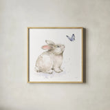 Blooming Bunnies III by Katrina Pete. Shown in a natural wood glass frame for a timeless modern aesthetic. Available as an archival giclee rolled canvas, fine art paper, or poster print. SKU 83659a.