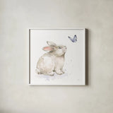 Blooming Bunnies III by Katrina Pete. Shown in a crisp white glass frame for a clean and minimalist style. Available as an archival giclee rolled canvas, fine art paper, or poster print. SKU 83659a.