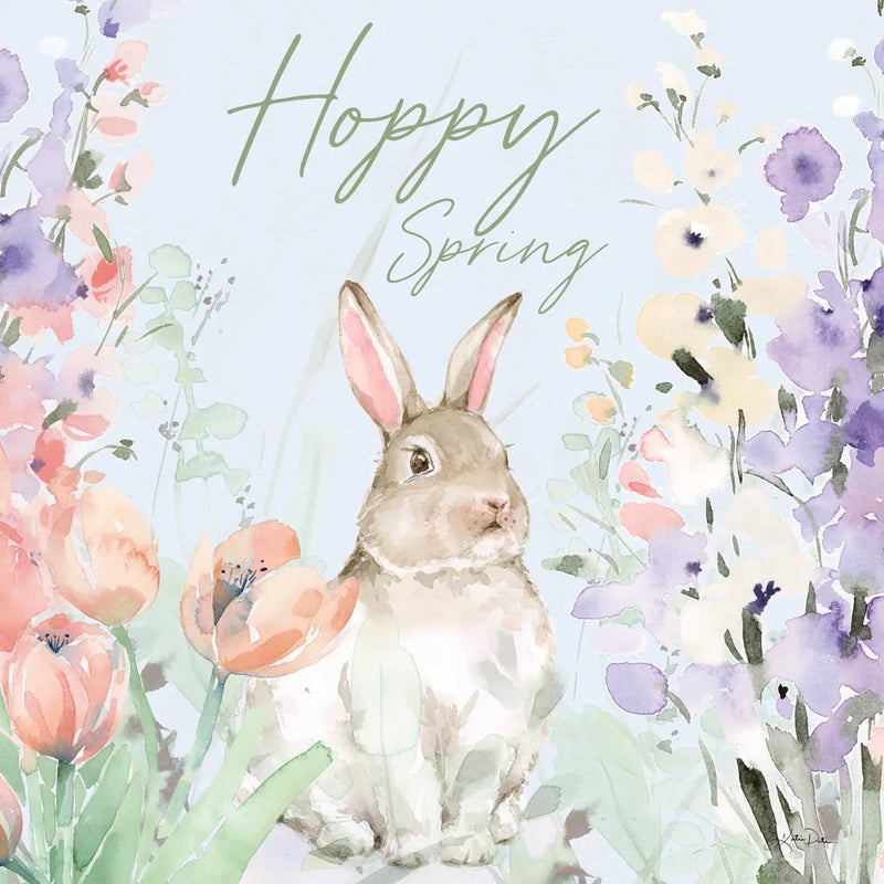Blooming Bunnies III Hoppy by Katrina Pete. SKU 89677a. Archival Giclee Fine art print for wall decor.